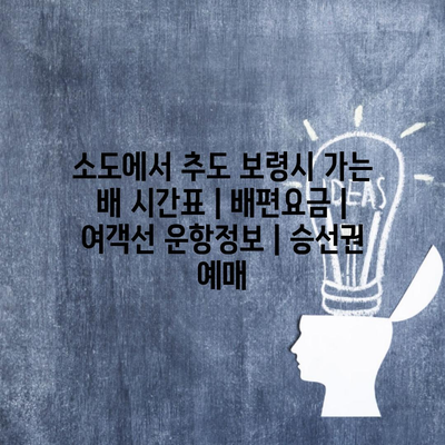 소도에서 추도 보령시 가는 배 시간표 | 배편요금 | 여객선 운항정보 | 승선권 예매