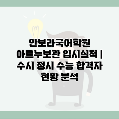 안보라국어학원 아르누보관 입시실적 | 수시 정시 수능 합격자 현황 분석