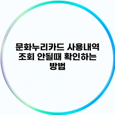 문화누리카드 사용내역 조회 안될때 확인하는 방법