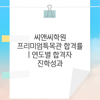 씨앤씨학원 프리미엄특목관 합격률 | 연도별 합격자 진학성과