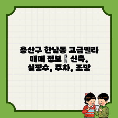 용산구 한남동 고급빌라 매매 정보 | 신축, 실평수, 주차, 조망