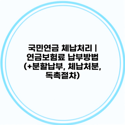 국민연금 체납처리 | 연금보험료 납부방법 (+분할납부, 체납처분, 독촉절차)