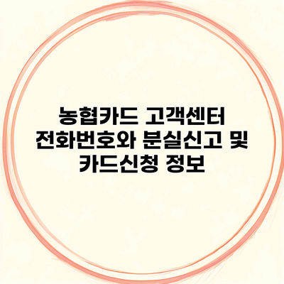 농협카드 고객센터 전화번호와 분실신고 및 카드신청 정보