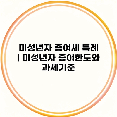 미성년자 증여세 특례 | 미성년자 증여한도와 과세기준