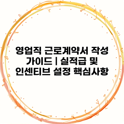 영업직 근로계약서 작성 가이드 | 실적급 및 인센티브 설정 핵심사항