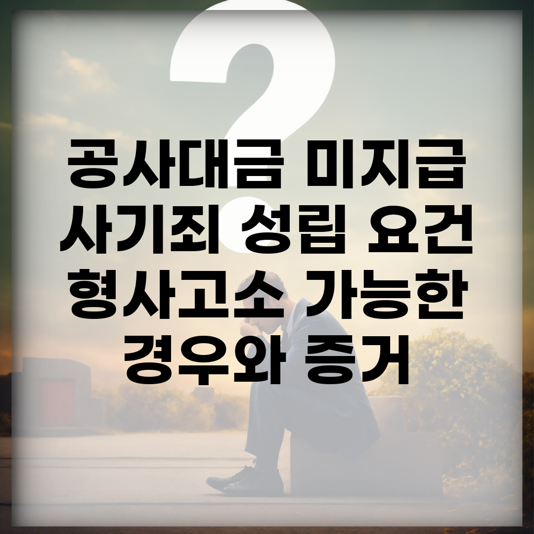 공사대금 미지급 사기죄 성립 요건 | 형사고소 가능한 경우와 증거