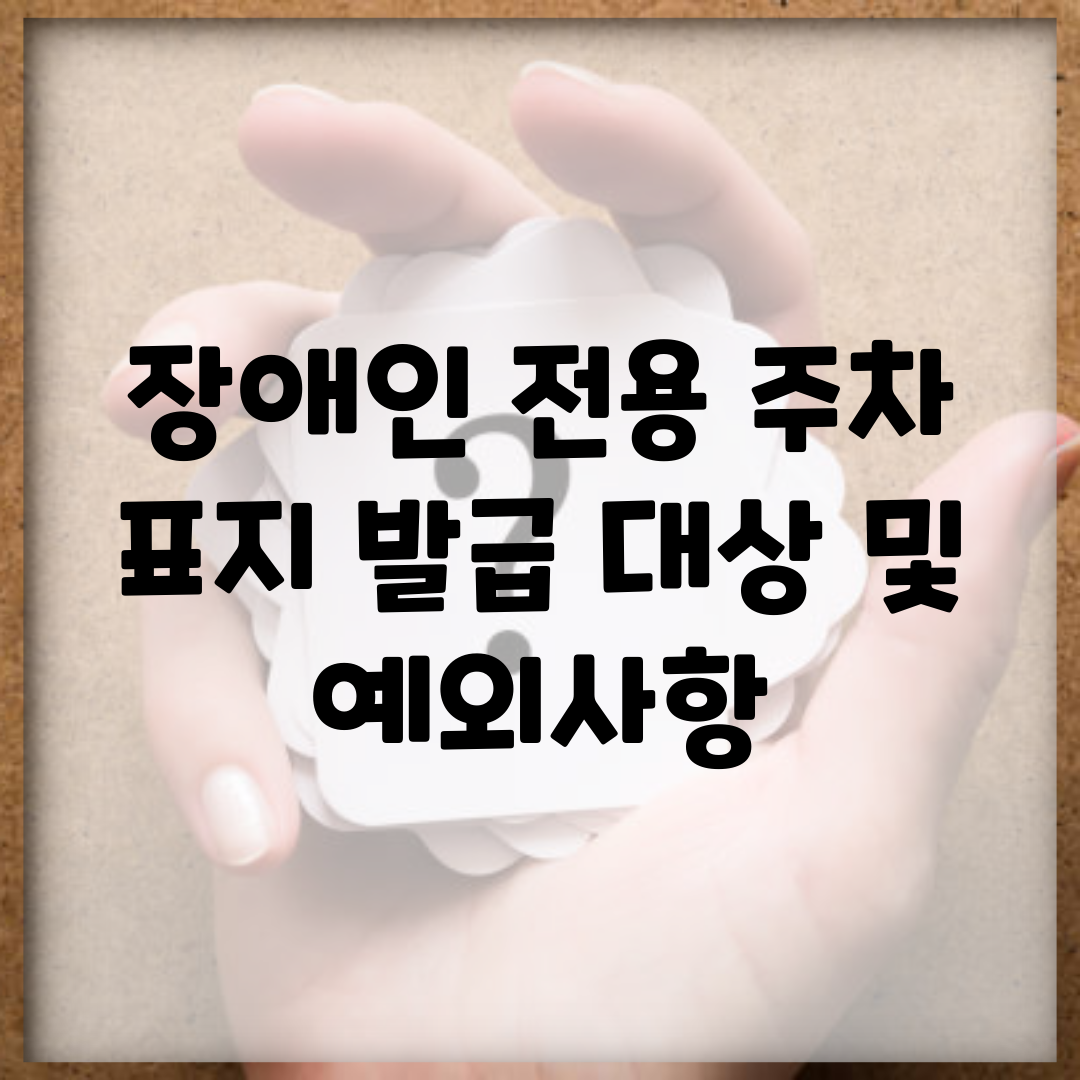 장애인 전용 주차 표지 발급 대상 및 예외사항