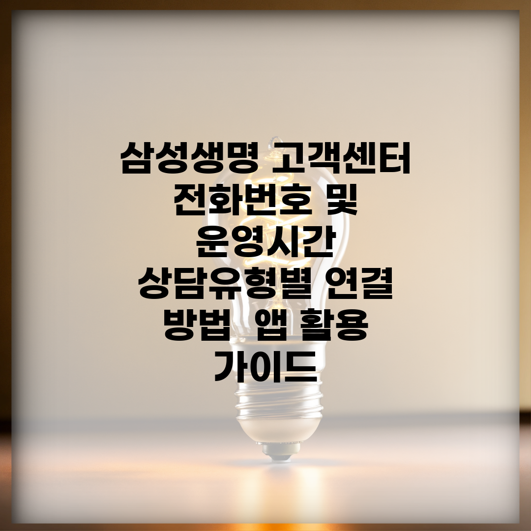 삼성생명 고객센터 전화번호 및 운영시간 | 상담유형별 연결 방법 | 앱 활용 가이드