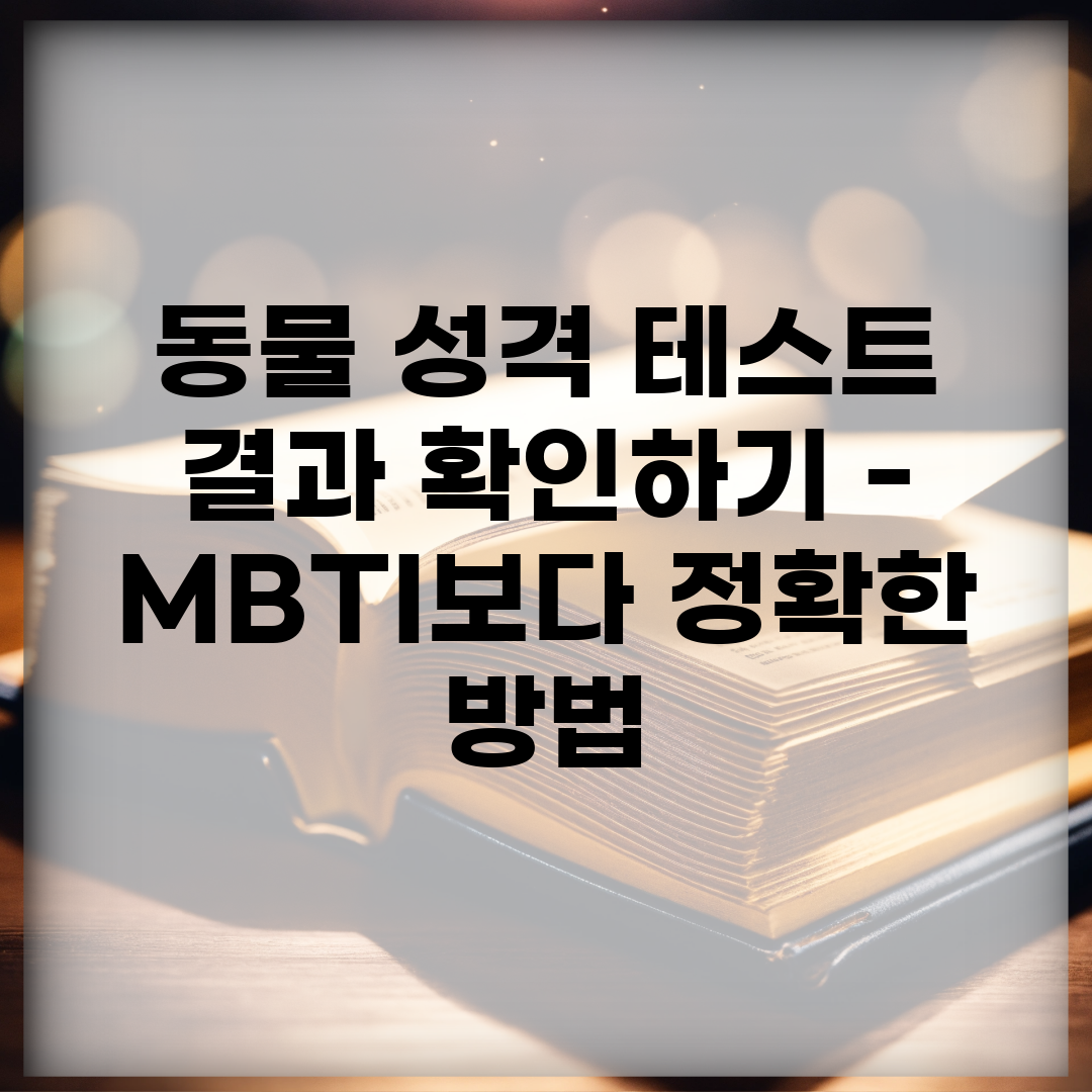 동물 성격 테스트 결과 확인하기 – MBTI보다 정확한 방법