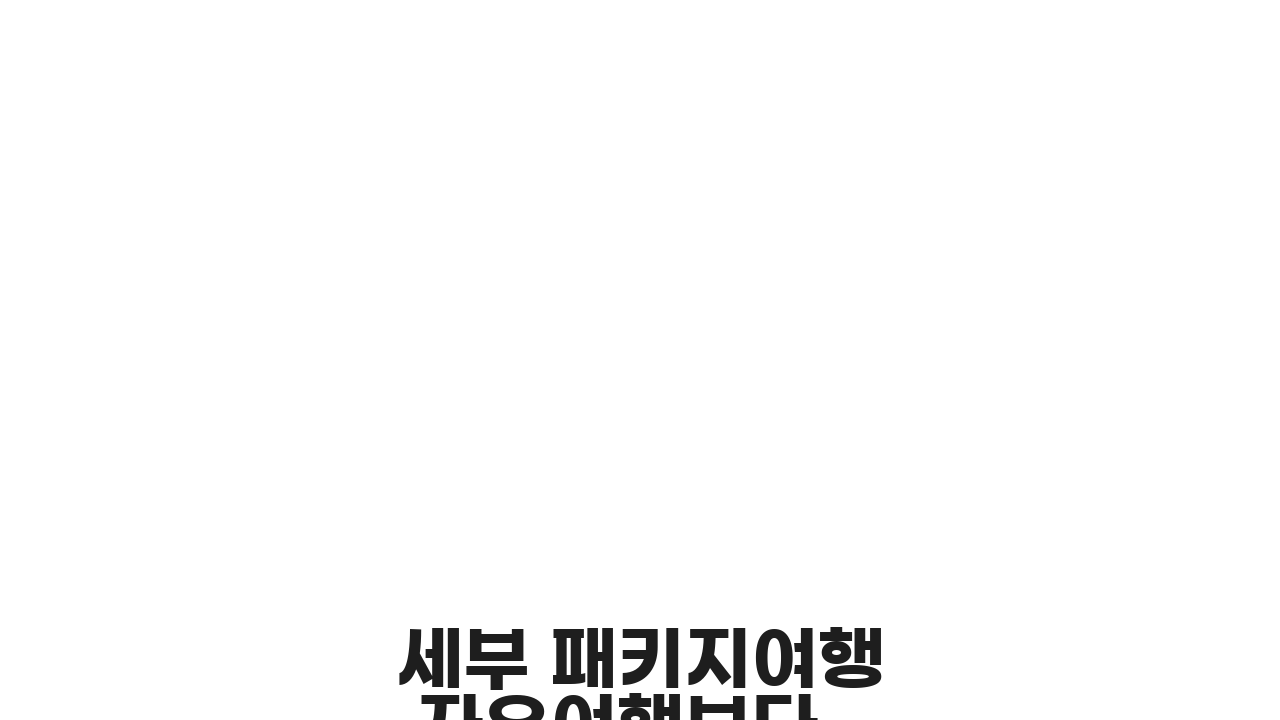 세부 패키지여행 자유여행보다 편한점 완벽정리 5가지 이유