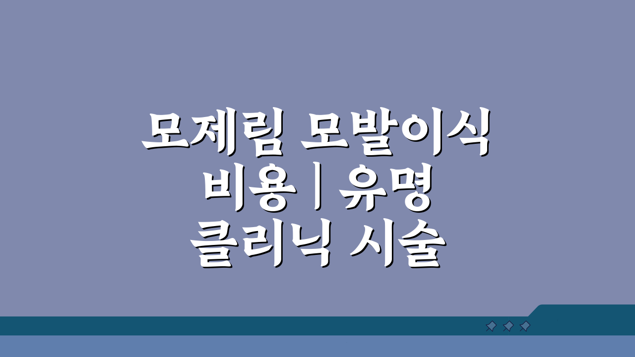모제림 모발이식 비용 | 유명 클리닉 시술 패키지 구성 A to Z