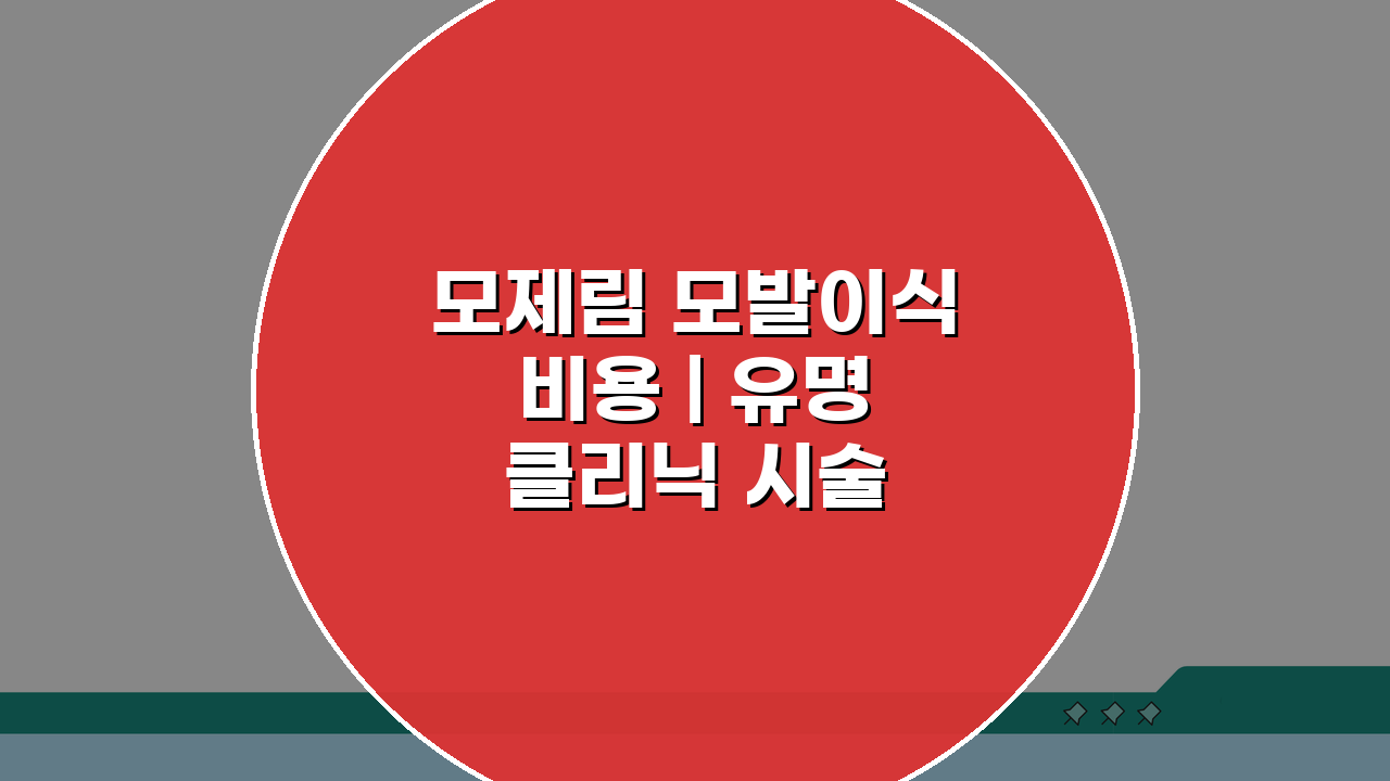 모제림 모발이식 비용 | 유명 클리닉 시술 패키지 구성 A to Z